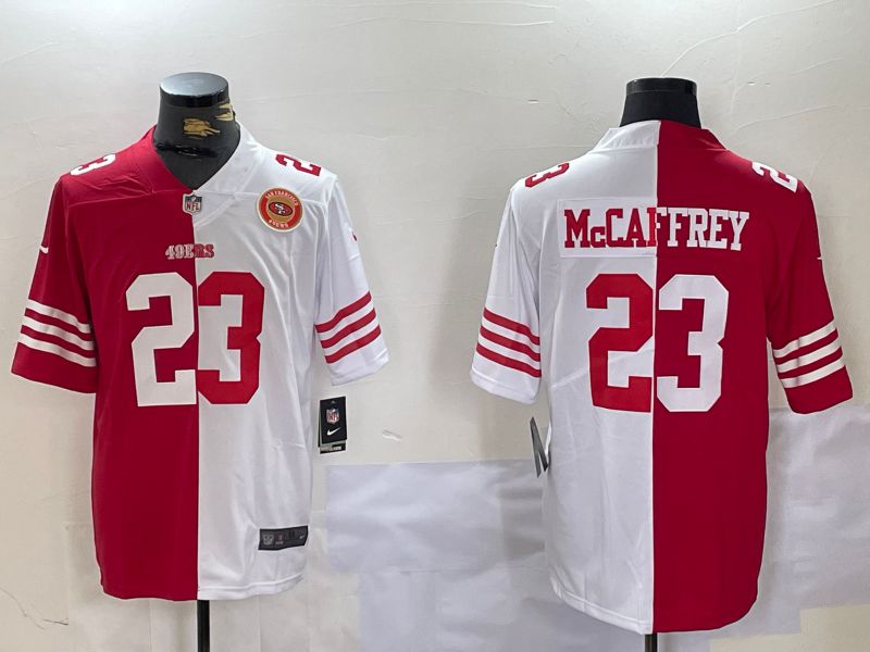 Men San Francisco 49ers #23 Mccaffrey Red White Nike 2024 Limited NFL Jersey style 10082